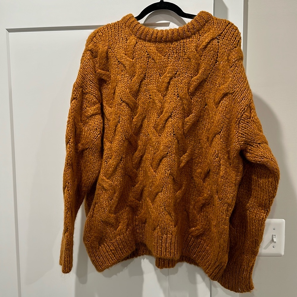 Zara Orange Rust Knot Sweater Oversized Medium